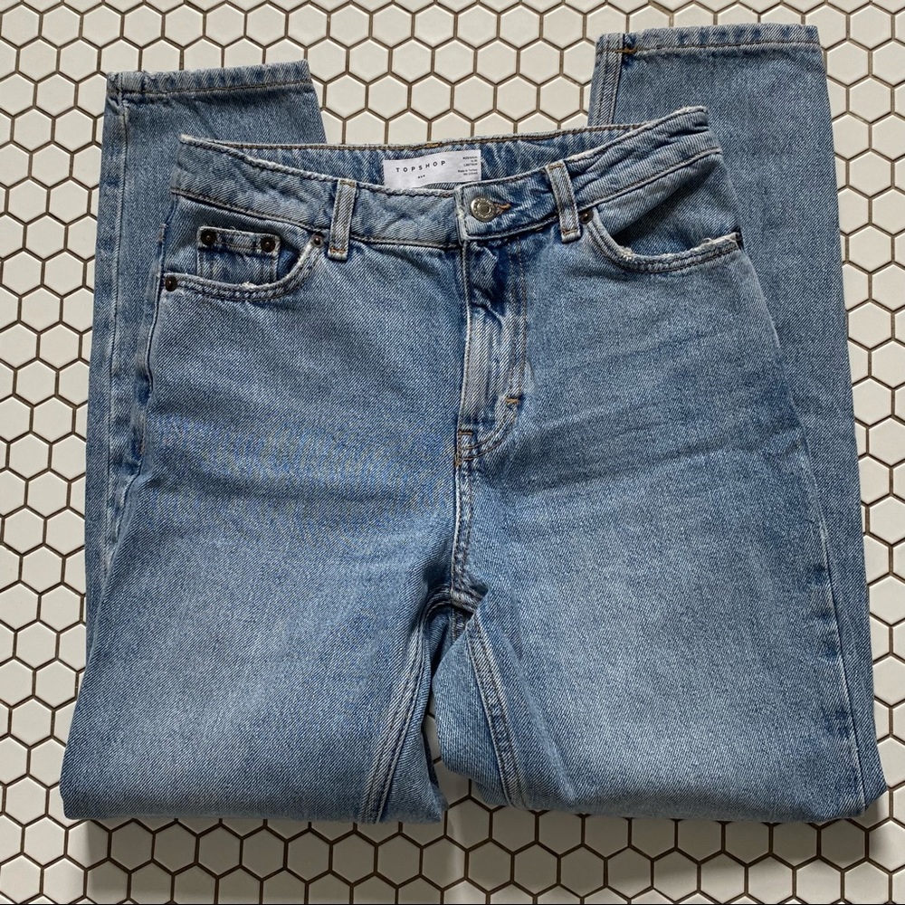 Topshop High Waisted Mom Jean Size 25x30 Tapered Leg